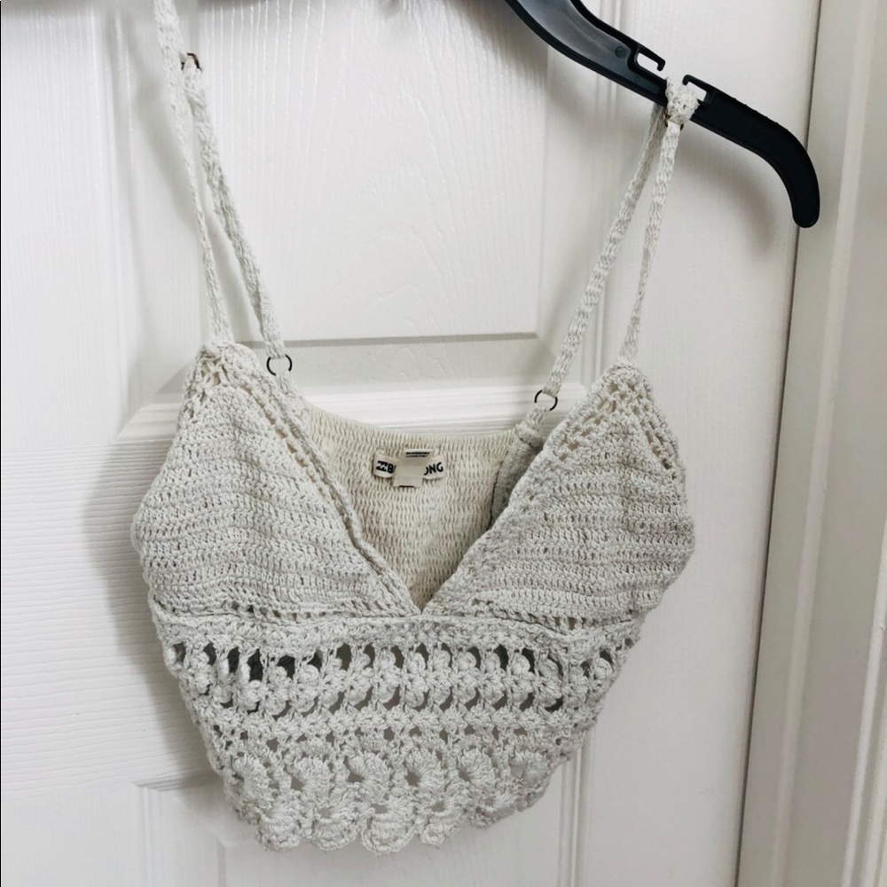 White crocheted billabong top